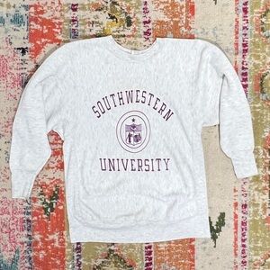 Vintage 1980s Southwestern University 80s Gray NCAA College Sweatshirt